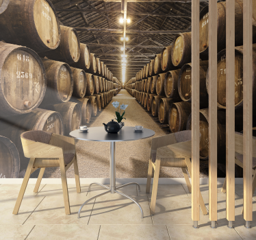 Wine cellar corridor wall mural vintage - TenStickers
