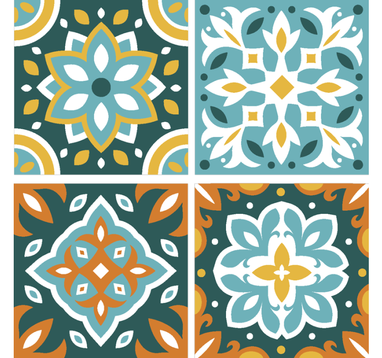 Colourful Ornament Tile Coaster - TenStickers