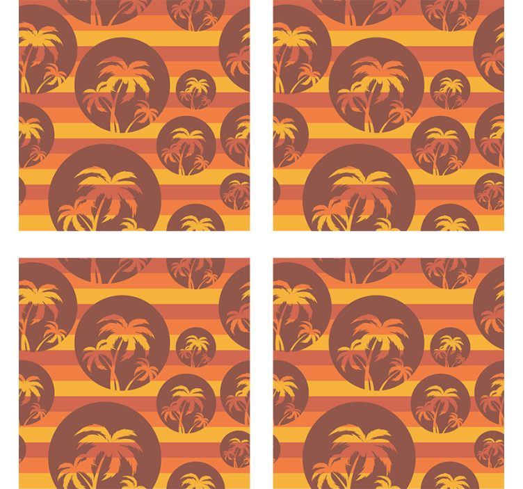 Retro Sunset and Palms pattern 70s coasters - TenStickers