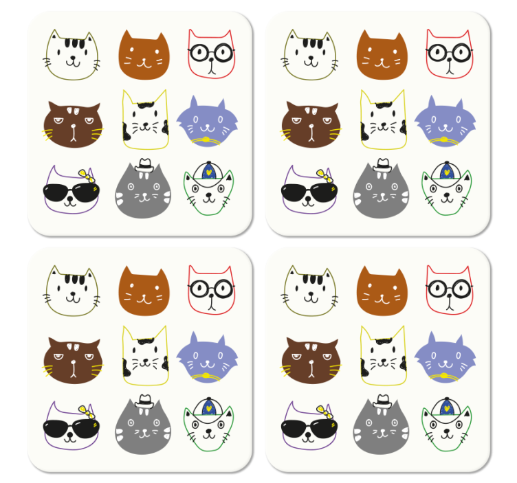 Cute colorful funny cats  geek coasters - TenStickers