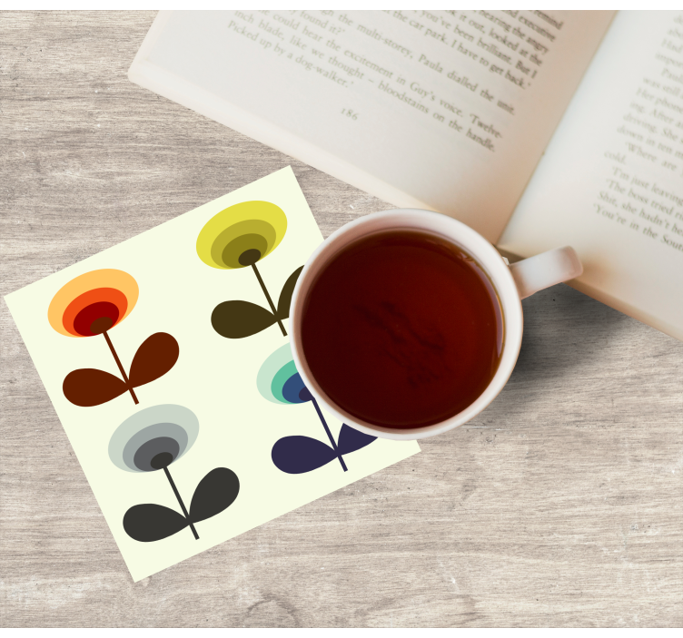 70's flowers design vintage coasters - TenStickers