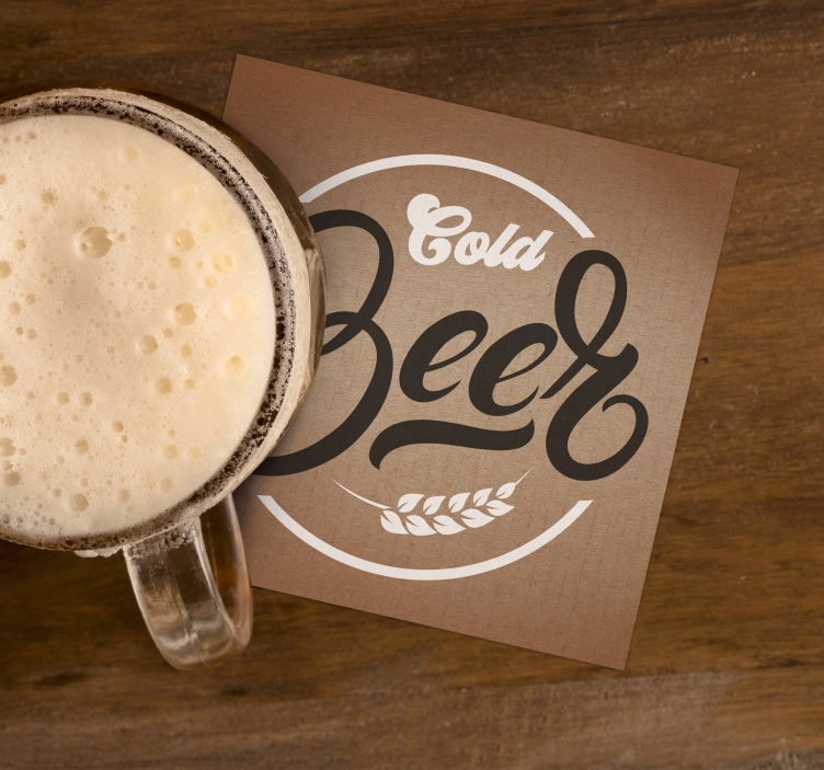 Beer mats with stylish cold beer typography - TenStickers