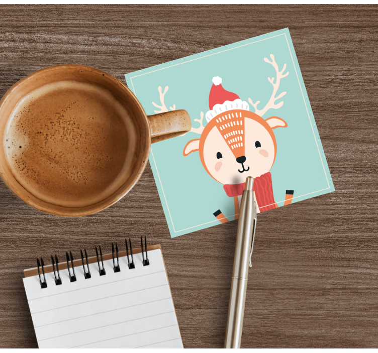 Christmas coasters featuring a festive reindeer design - TenStickers