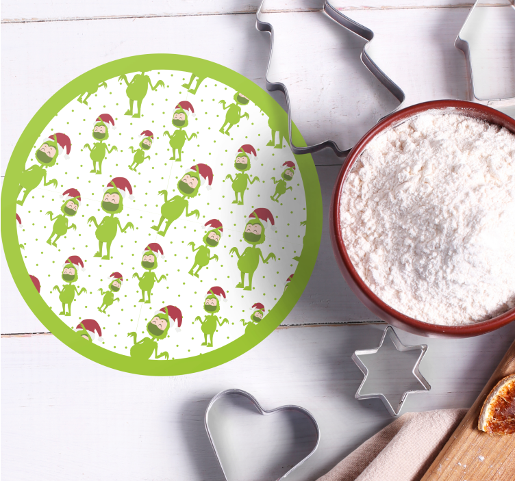 Christmas coasters featuring playful green figures - TenStickers