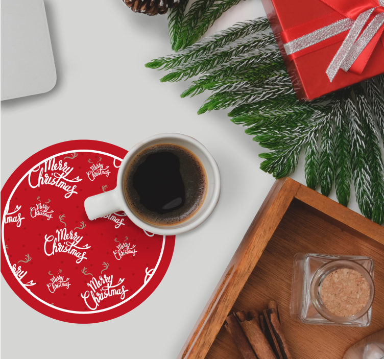Christmas coasters festive red celebration - TenStickers