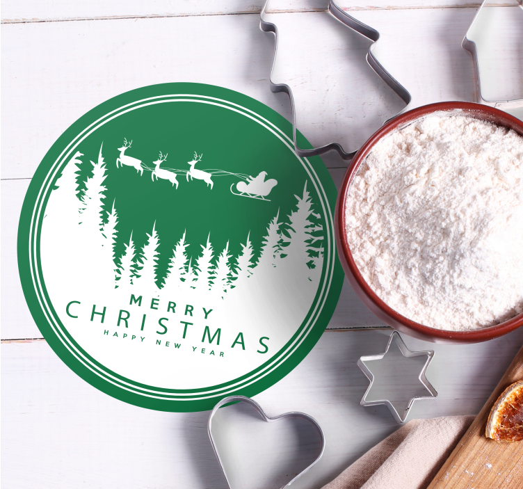 Christmas coasters festive santa sleigh scene - TenStickers