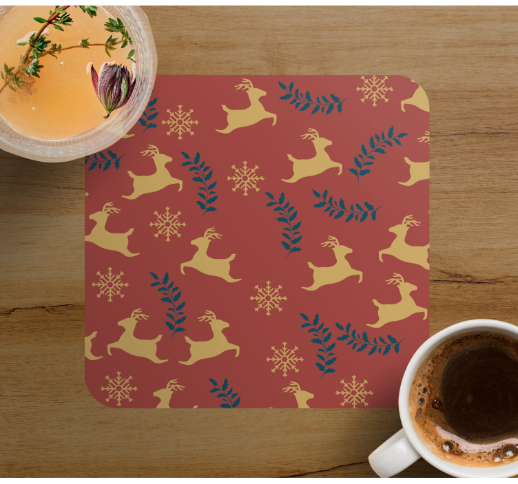 Christmas coasters galloping reindeer design - TenStickers