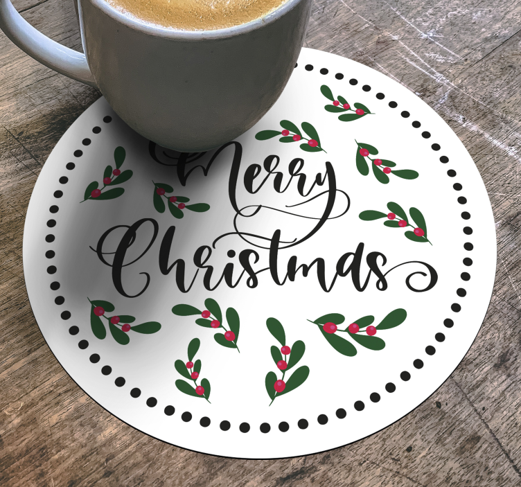 Christmas coasters merry christmas holly design - TenStickers