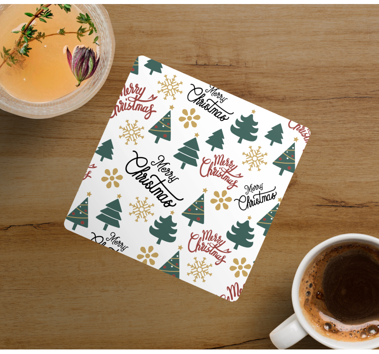Christmas coasters merry christmas trees - TenStickers
