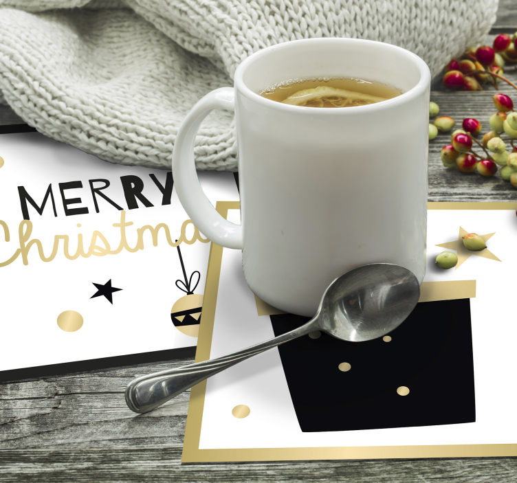 Christmas coasters merry holiday gift design - TenStickers
