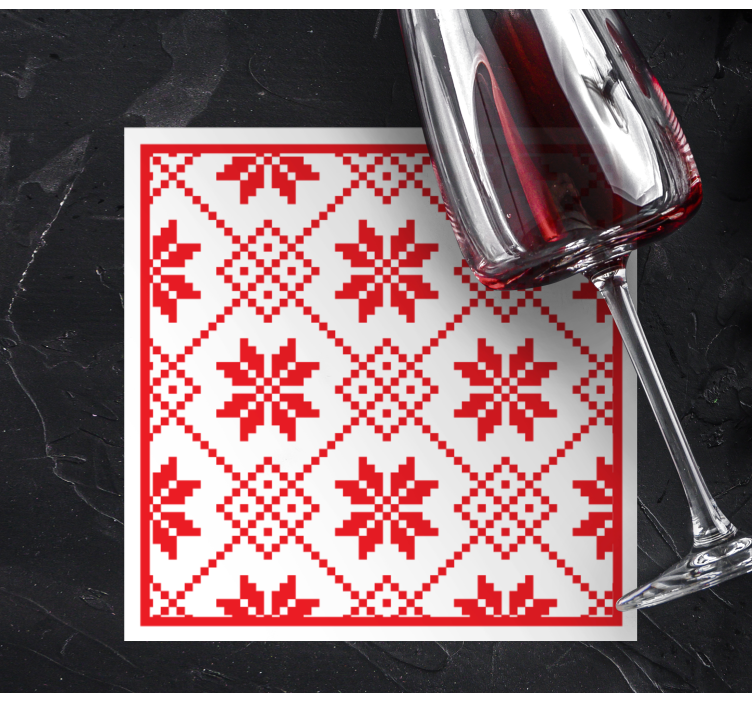 Christmas coasters red floral design - TenStickers