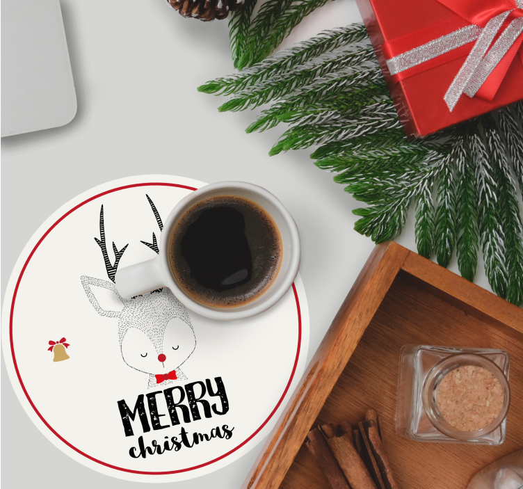 Christmas coasters reindeer with bells - TenStickers