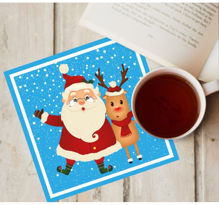 Christmas coasters santa and reindeer - TenStickers