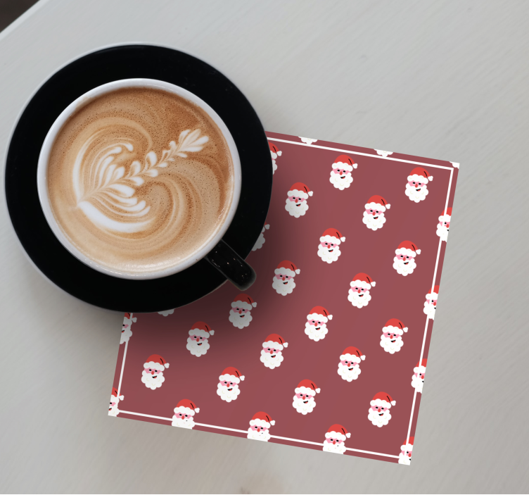 Christmas coasters santa faces design - TenStickers