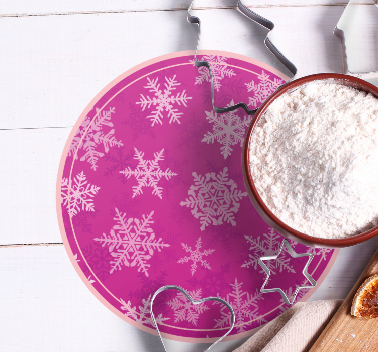 Christmas coasters snowflake patterned round tray - TenStickers