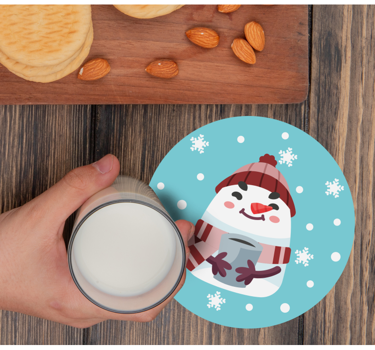 Christmas coasters snowman with cup - TenStickers
