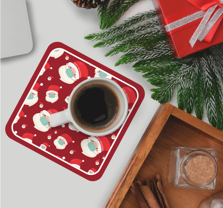 Christmas coasters with cheerful santa figures - TenStickers