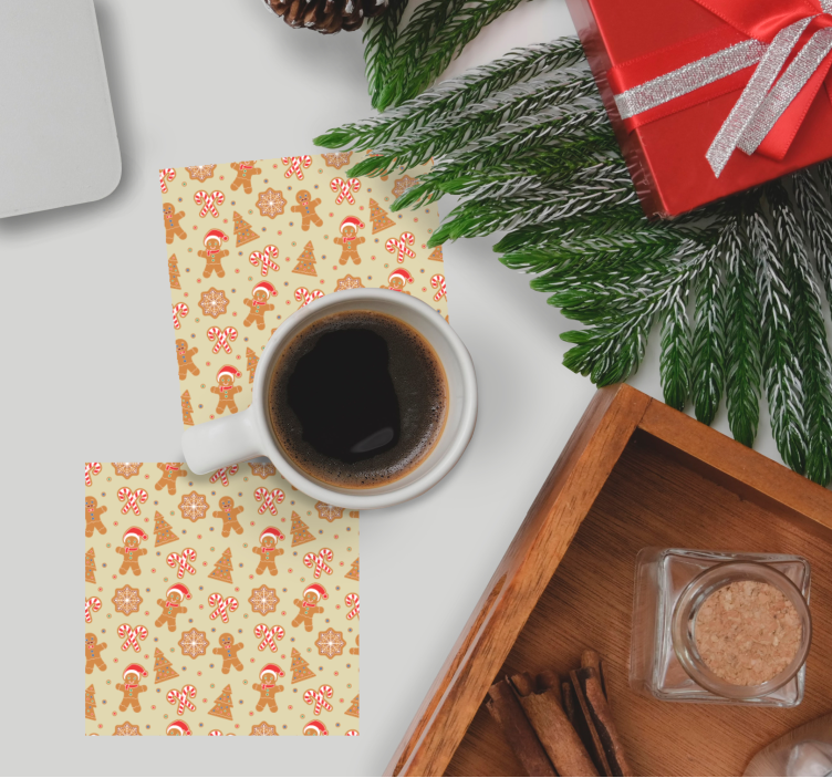 Christmas coasters with festive gingerbread design - TenStickers