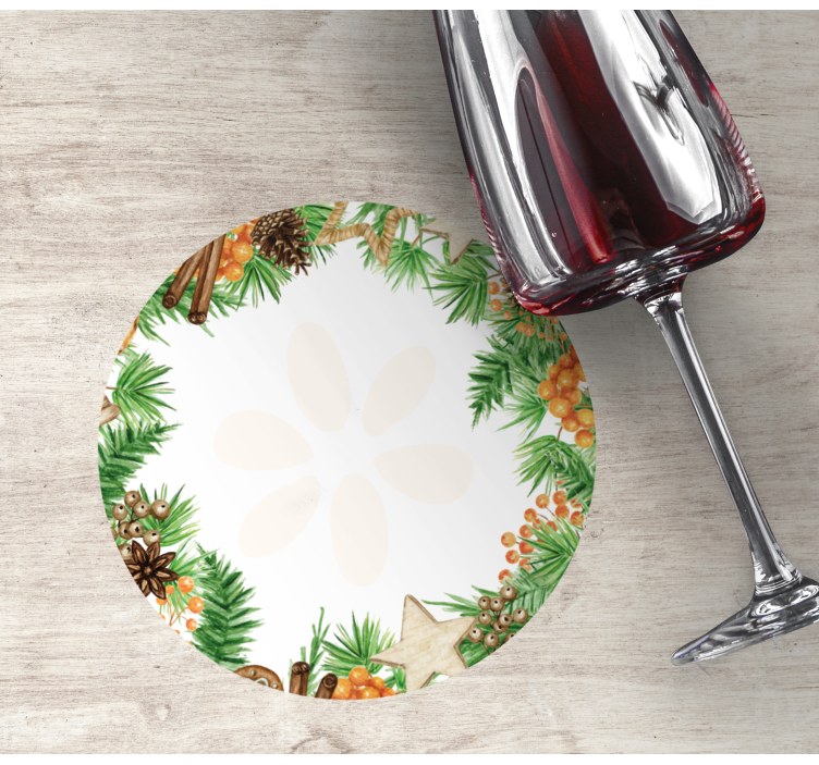 Christmas coasters with festive greenery accents - TenStickers
