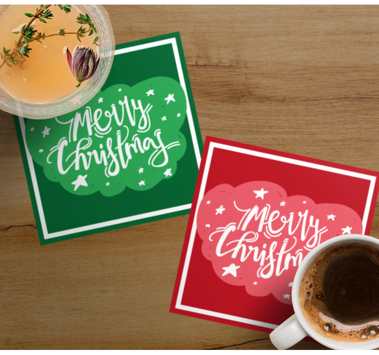 Christmas coasters with joyful holiday fonts - TenStickers