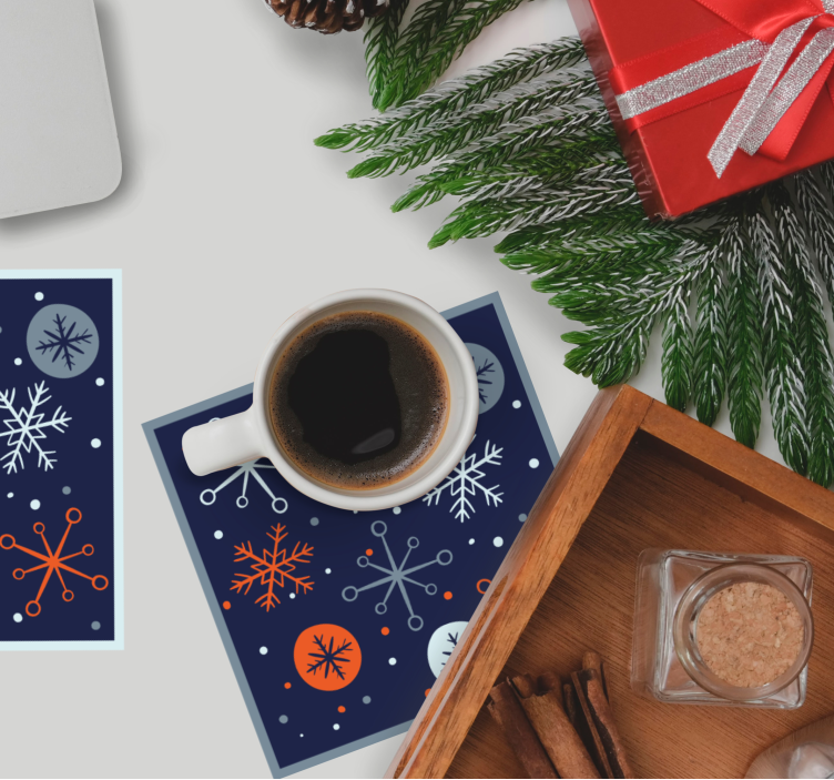 Christmas coasters with snowflake pattern design - TenStickers