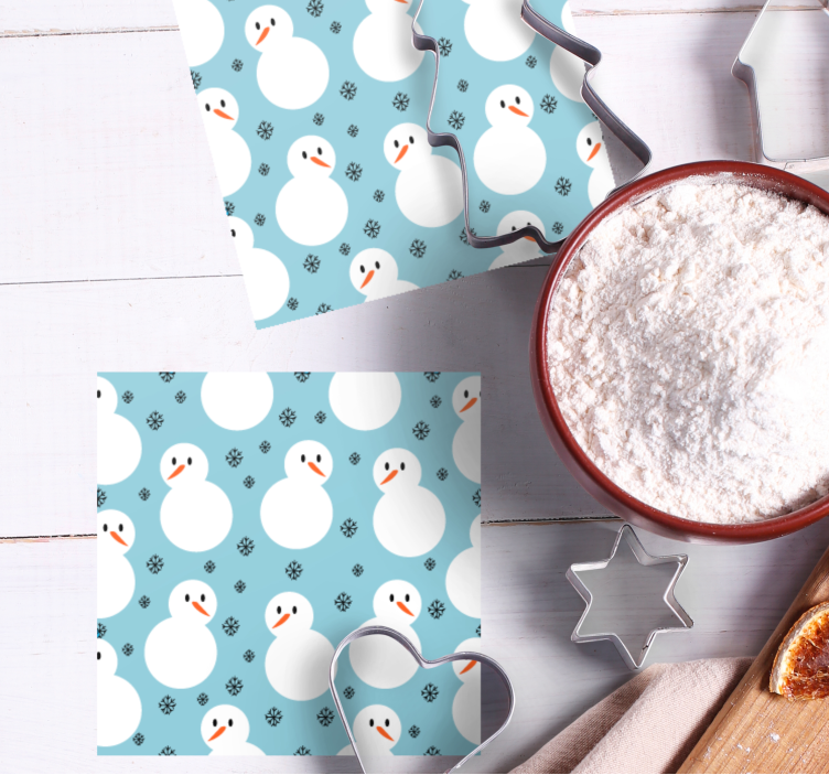 Christmas coasters with snowman pattern background - TenStickers