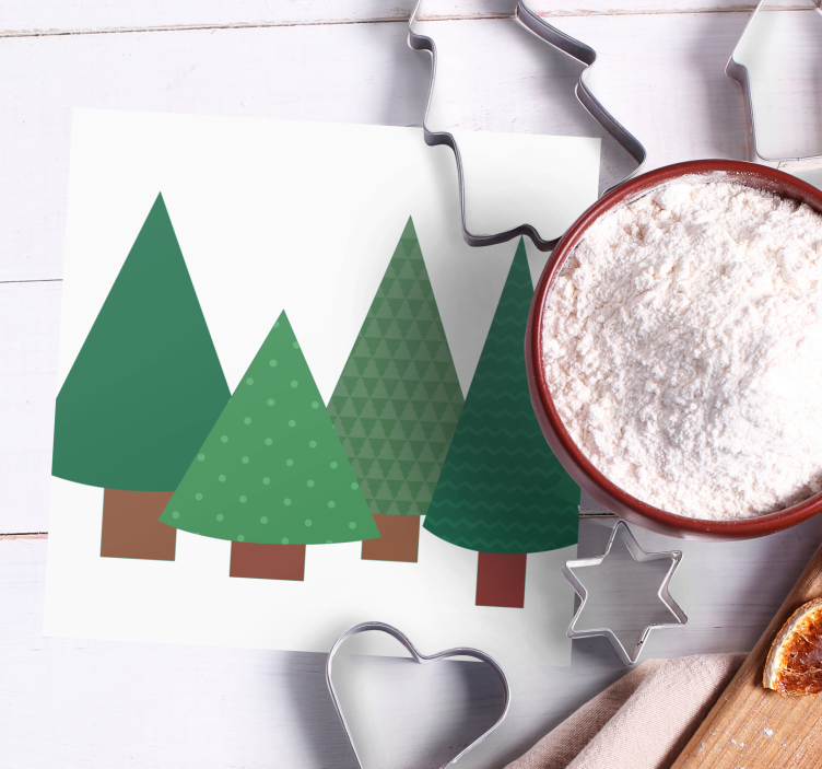 Christmas coasters with stylized pine trees - TenStickers