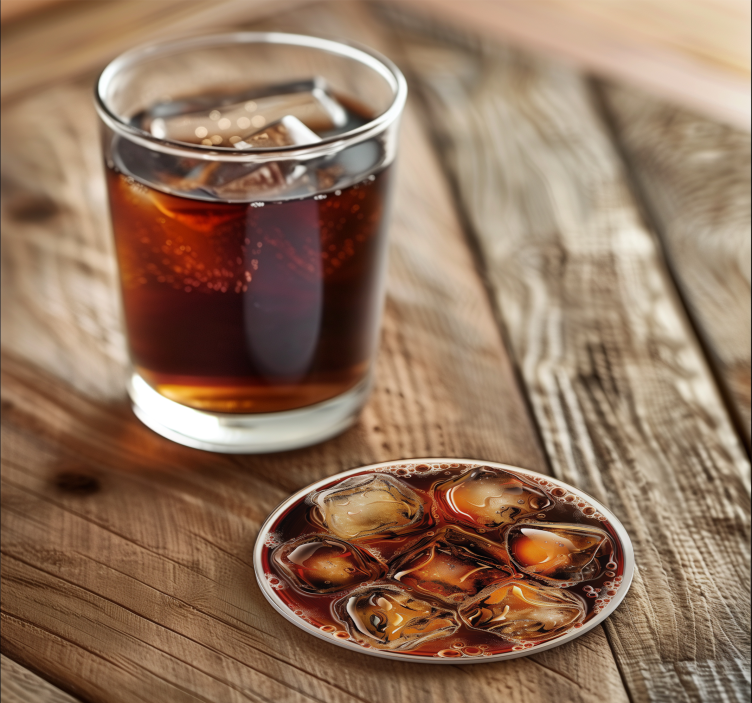 Cola with ice drink coaster - TenStickers