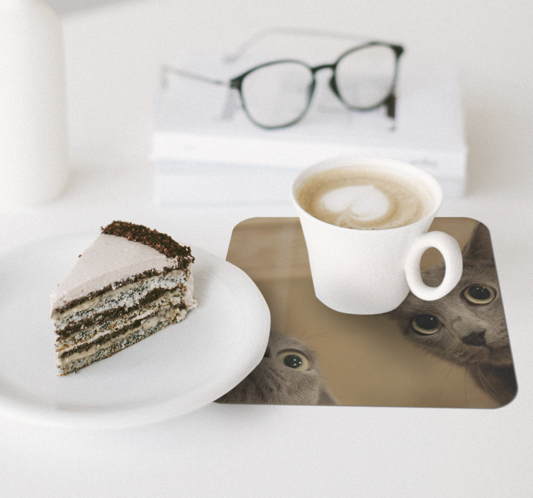 Curious Cat Faces geek coasters - TenStickers