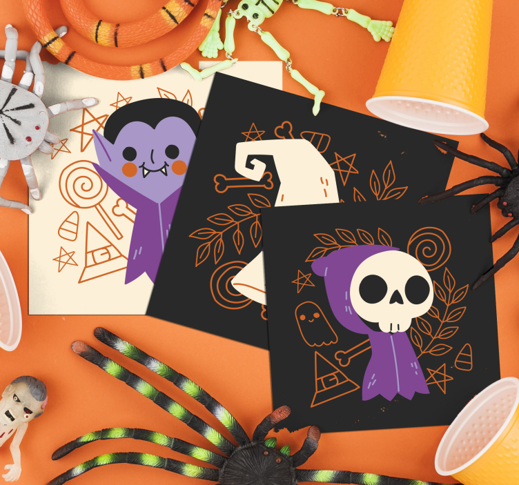 Cute Halloween monsters drink coaster - TenStickers
