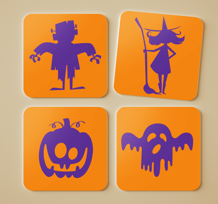 Frankenstein witch pumpkin ghost halloween coaster - TenStickers