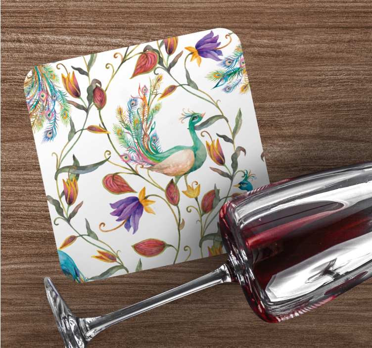 Geek coasters peacock floral design - TenStickers