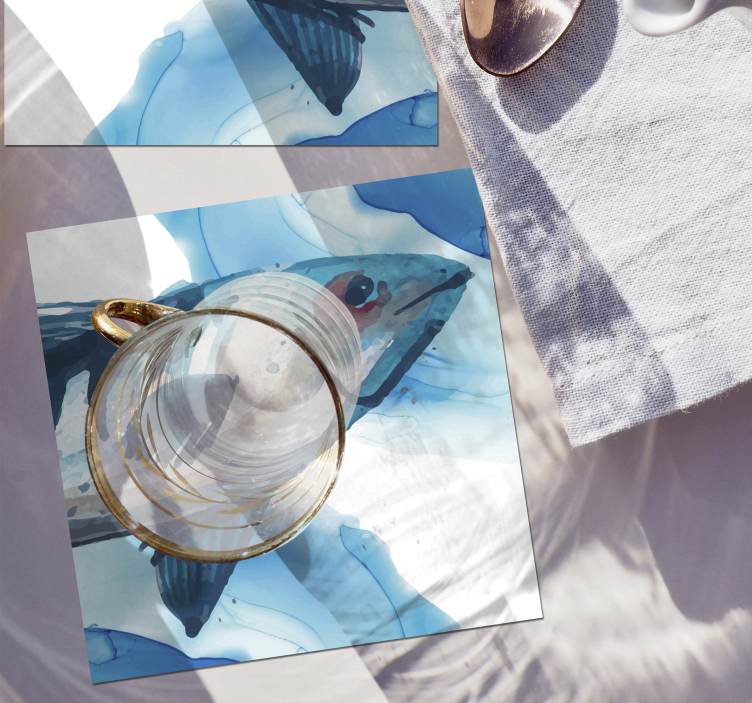 Geek coasters watercolor fish art design - TenStickers