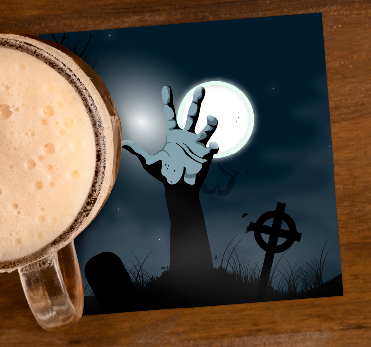 Halloween coaster creepy graveyard hand - TenStickers