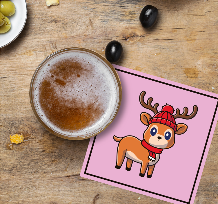 Halloween coaster cute reindeer in scarf - TenStickers
