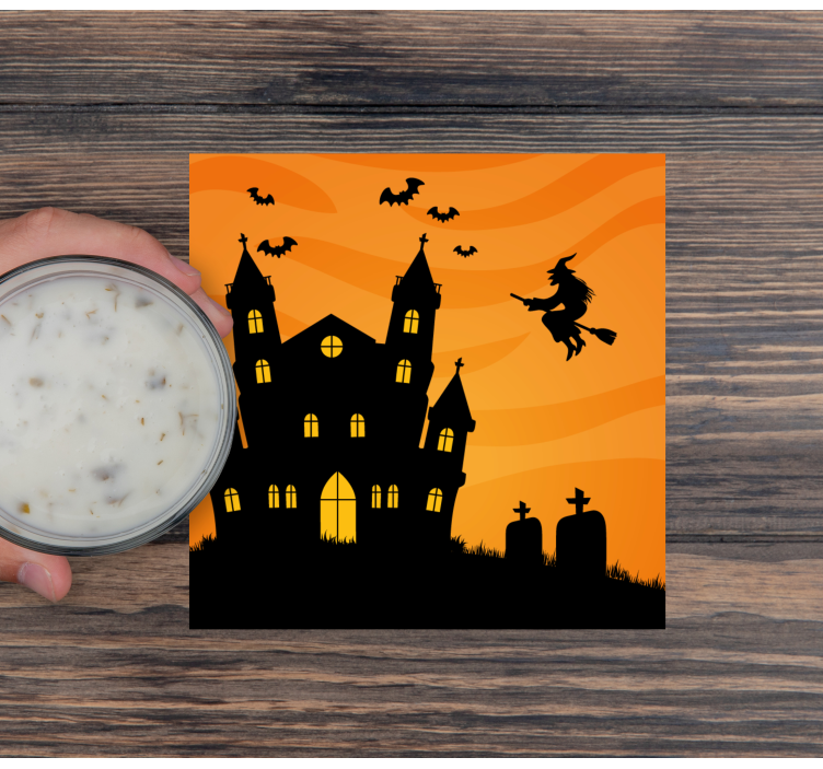 Halloween coaster haunted house shadow - TenStickers