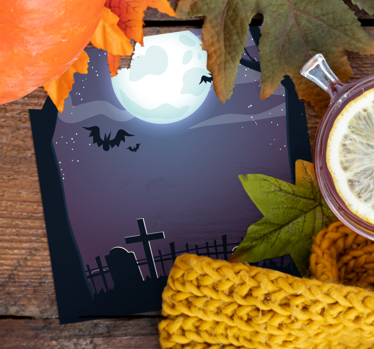 Halloween coaster spooky night landscape - TenStickers