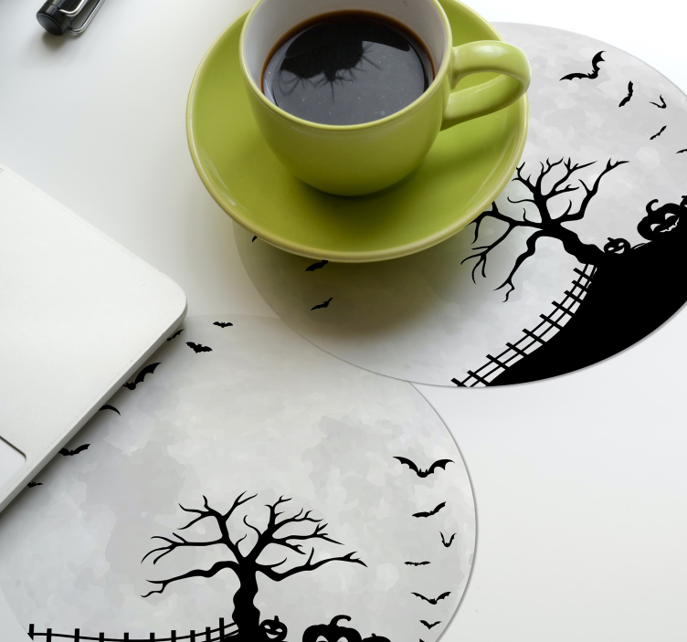 Halloween coaster spooky tree silhouette - TenStickers