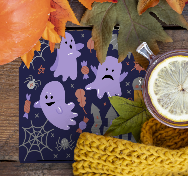 Halloween coaster whimsical ghosts design - TenStickers
