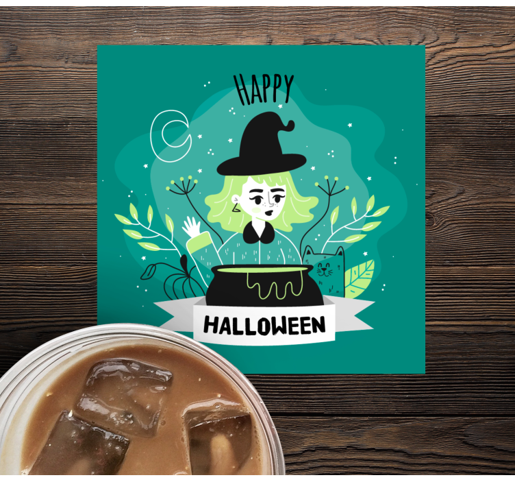 Halloween coaster witch and cauldron - TenStickers