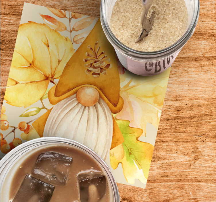 Halloween coaster with autumn gnome design - TenStickers