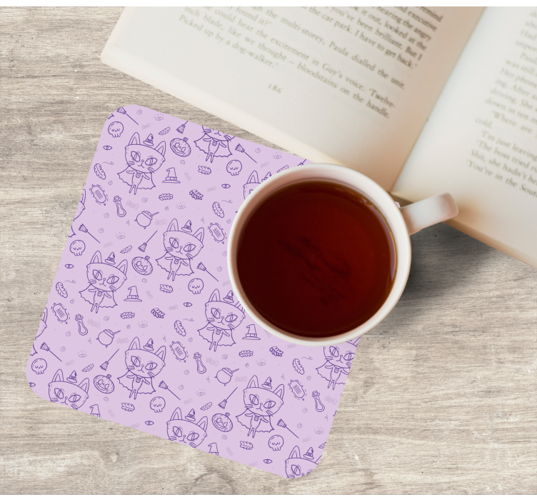 Halloween coaster with playful cat designs - TenStickers
