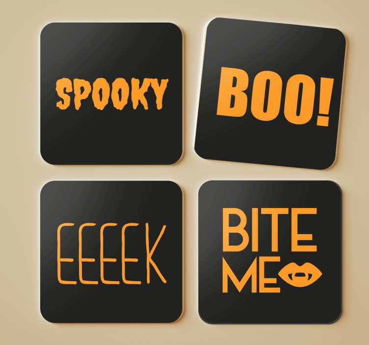 Halloween coaster with spooky text design - TenStickers