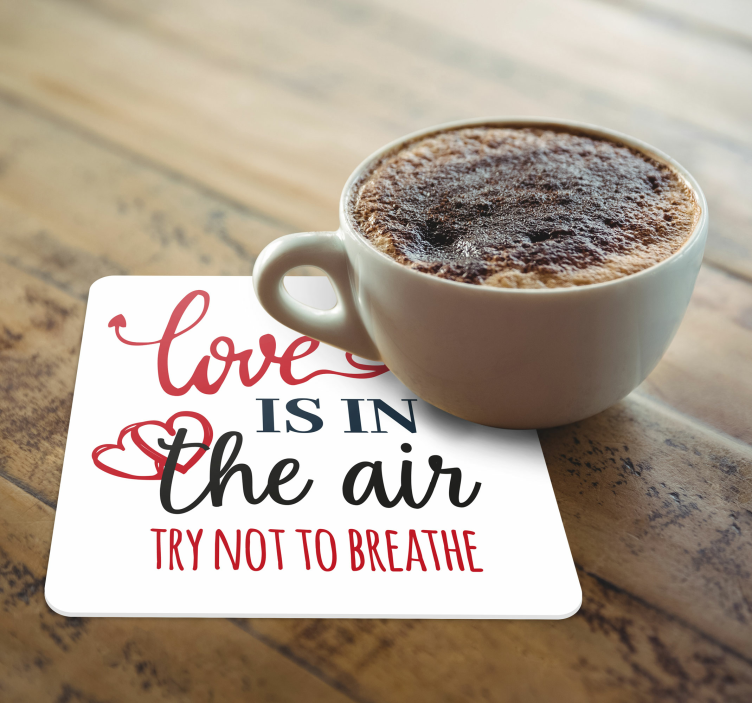 Love is in the air coaster text coasters - TenStickers