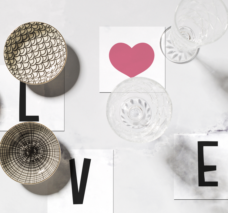 Love text modern coasters - TenStickers