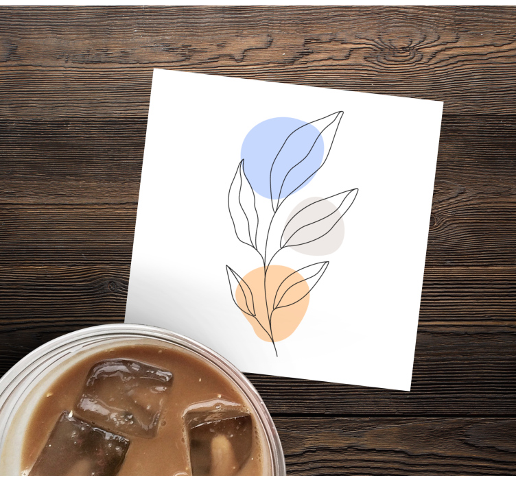 Modern coasters abstract botanical line art - TenStickers