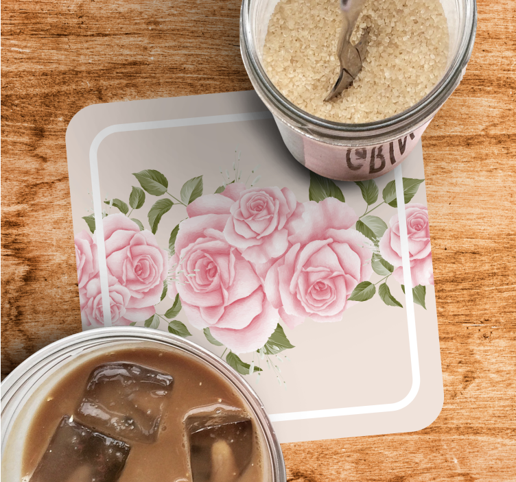 Modern coasters pink floral design - TenStickers