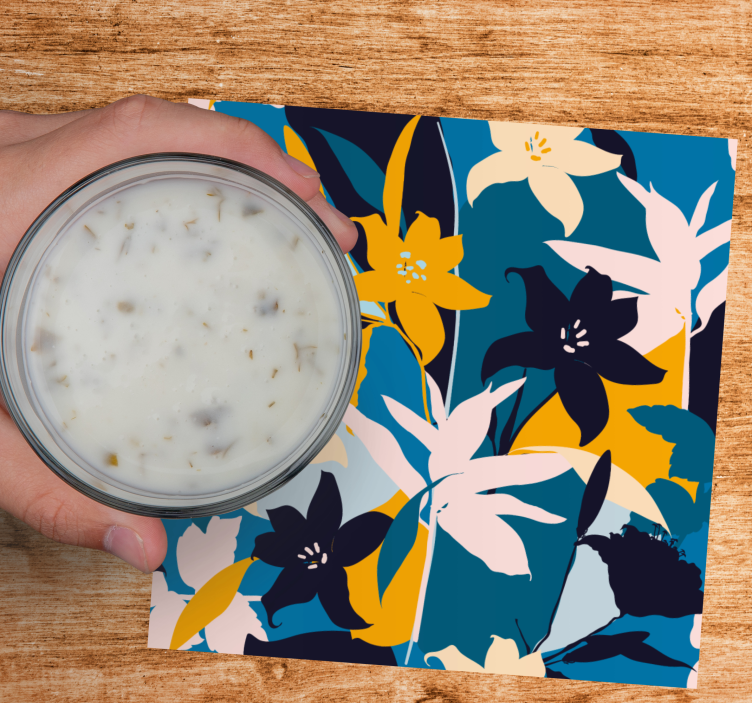 Modern coasters with bright floral design - TenStickers