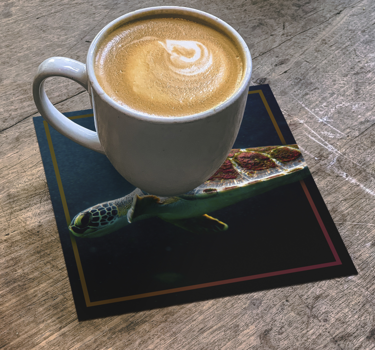 Modern coasters with graceful sea turtle image - TenStickers
