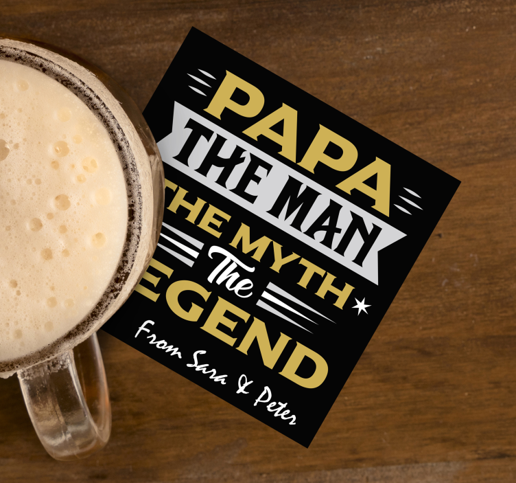 Papa Myth Legend text coasters - TenStickers